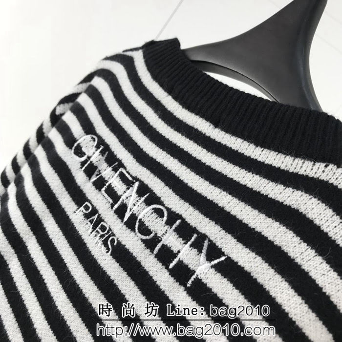 GVC紀梵希 專櫃同步 18ss秋冬新款 背後刺繡字母 條紋提花套頭毛衣 ydi1387